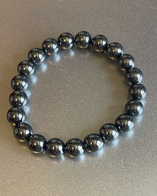 Hematite Gemstone Bracelet-Large 10 mm