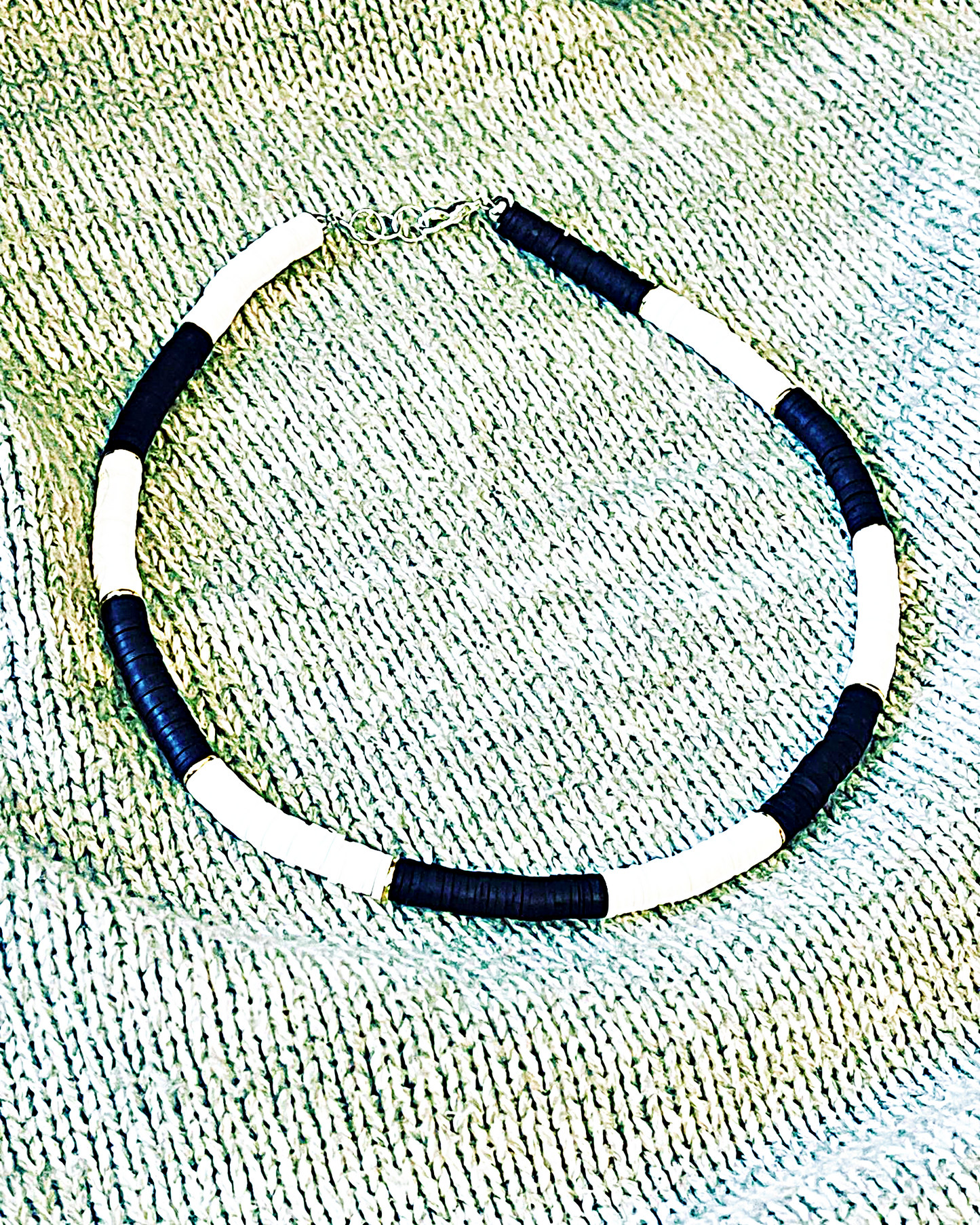 Marble Black & White Duo Heishi Bracelet & Necklace Set