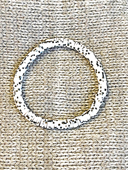 Neutral Solid Speckled Heishi Stacker Bracelets