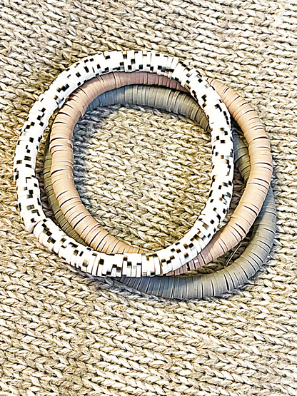 Neutral Solid Speckled Heishi Stacker Bracelets