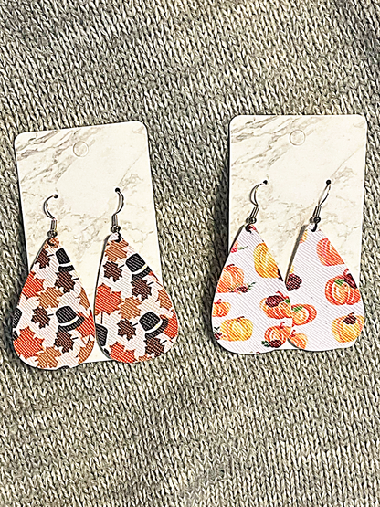 Fall Faux Leather Earrings