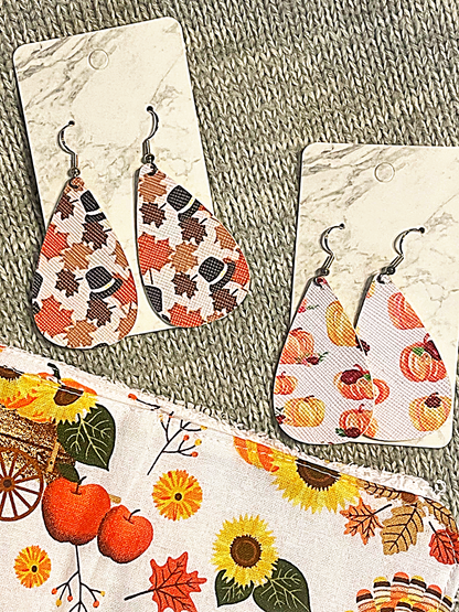 Fall Faux Leather Earrings