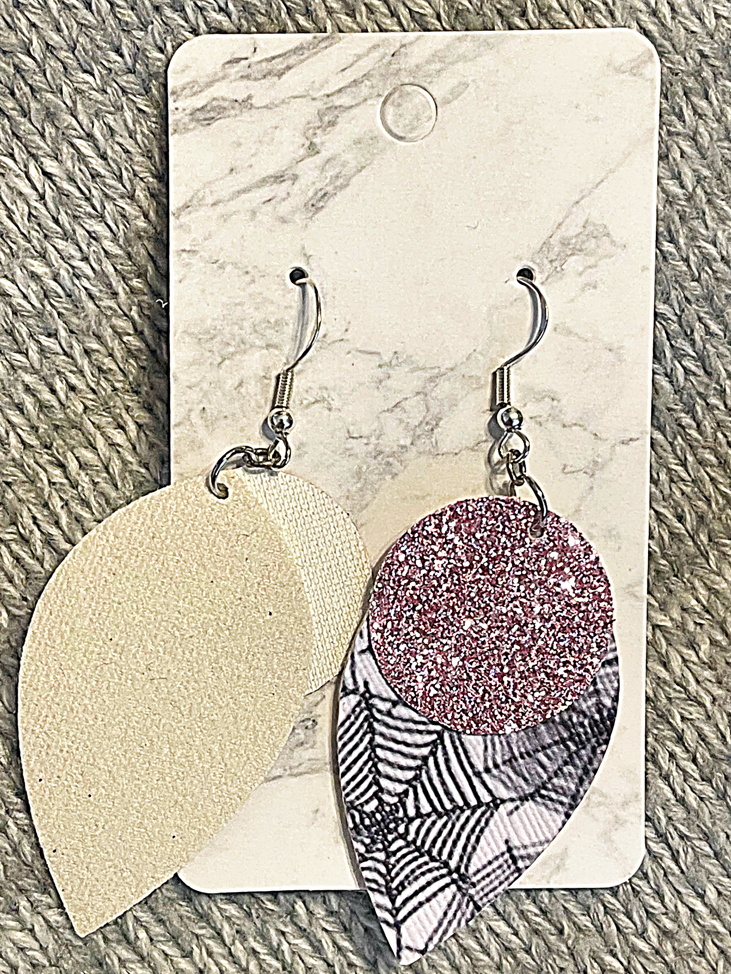 Pink Glitter Spiderweb Faux Leather Halloween Earrings