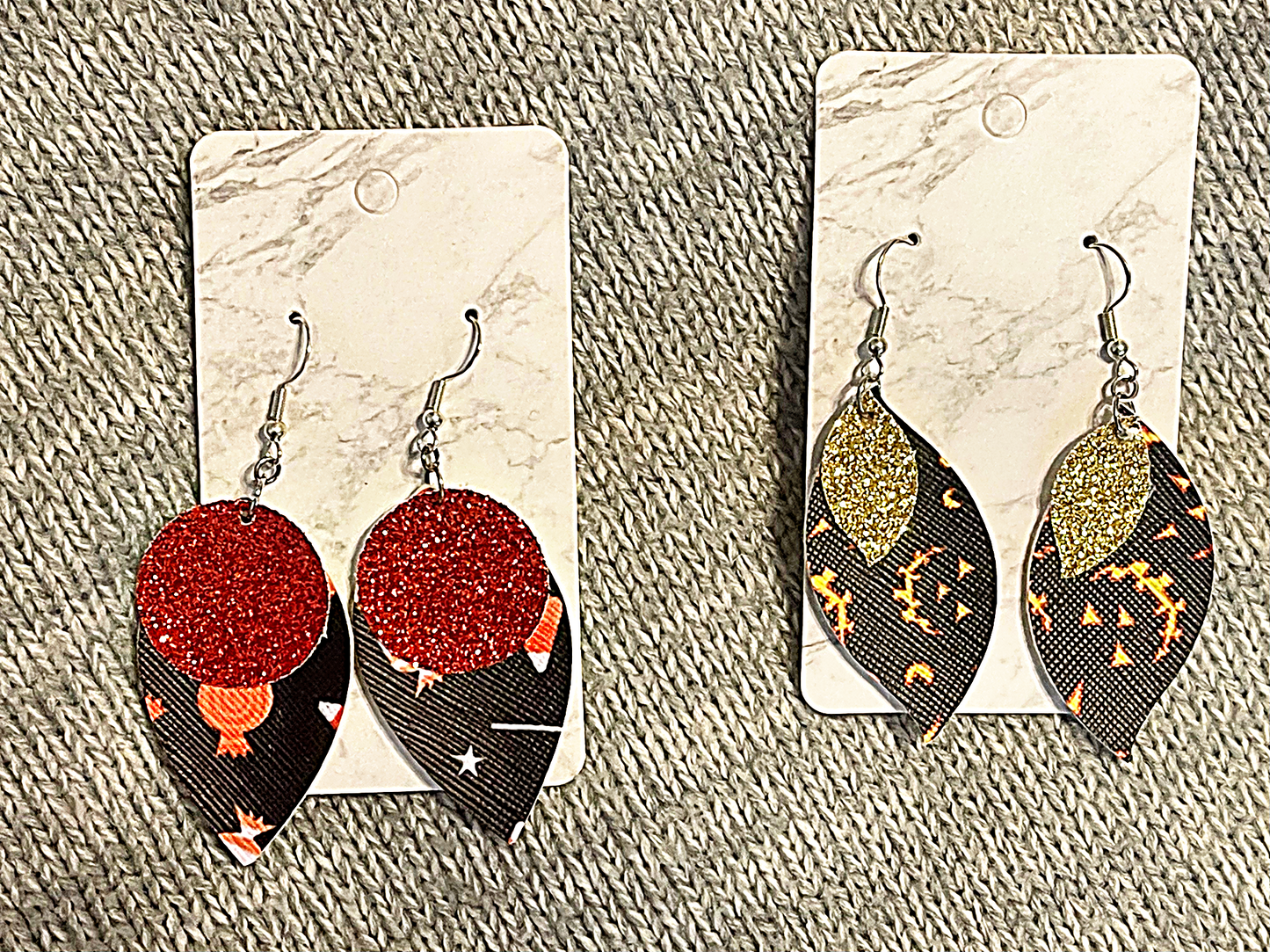 Black Halloween Faux Leather Earrings