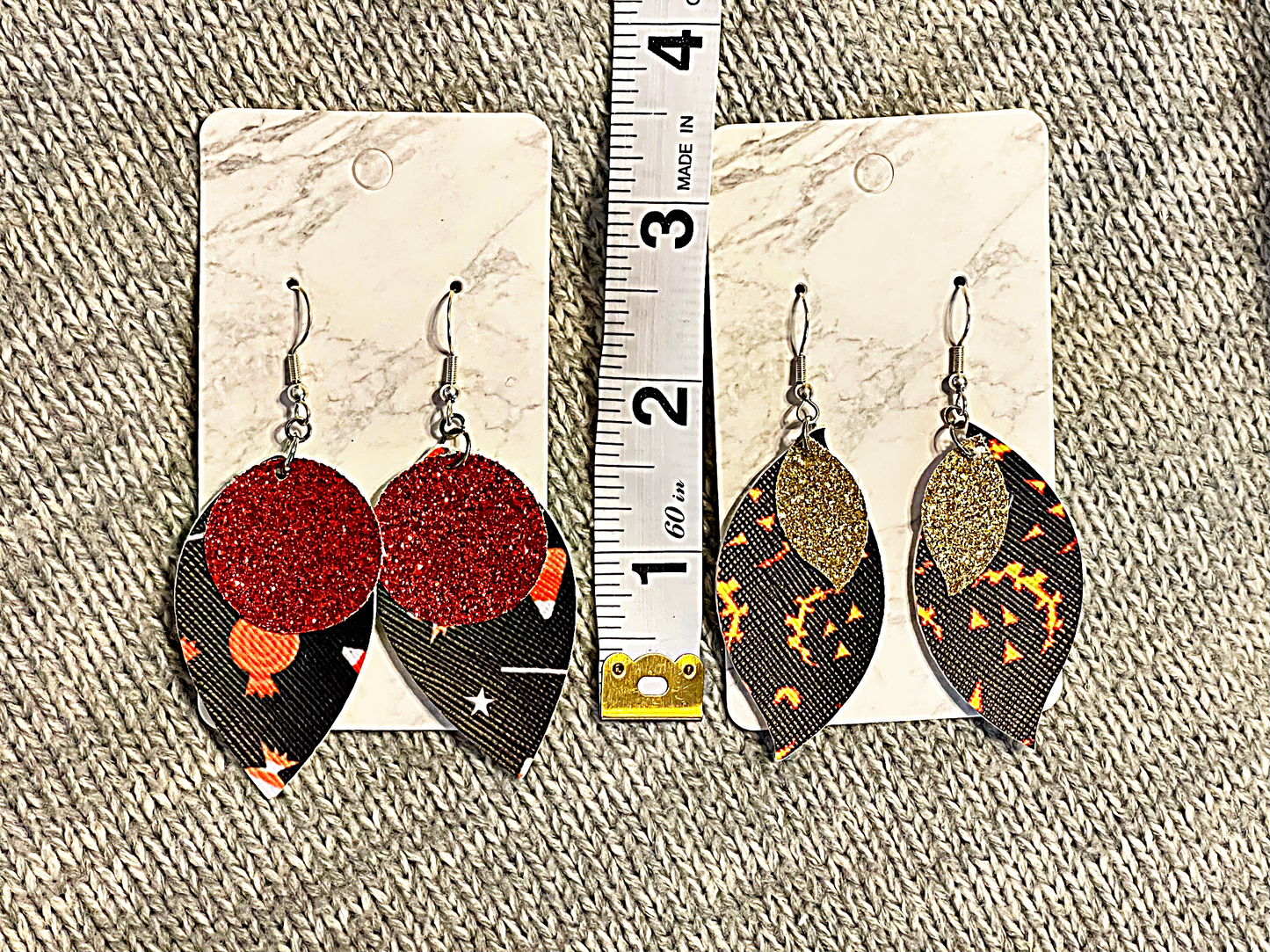 Black Halloween Faux Leather Earrings