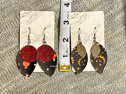 Black Halloween Faux Leather Earrings