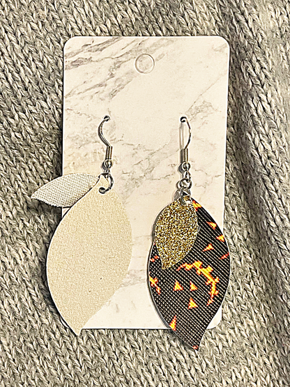 Black Halloween Faux Leather Earrings