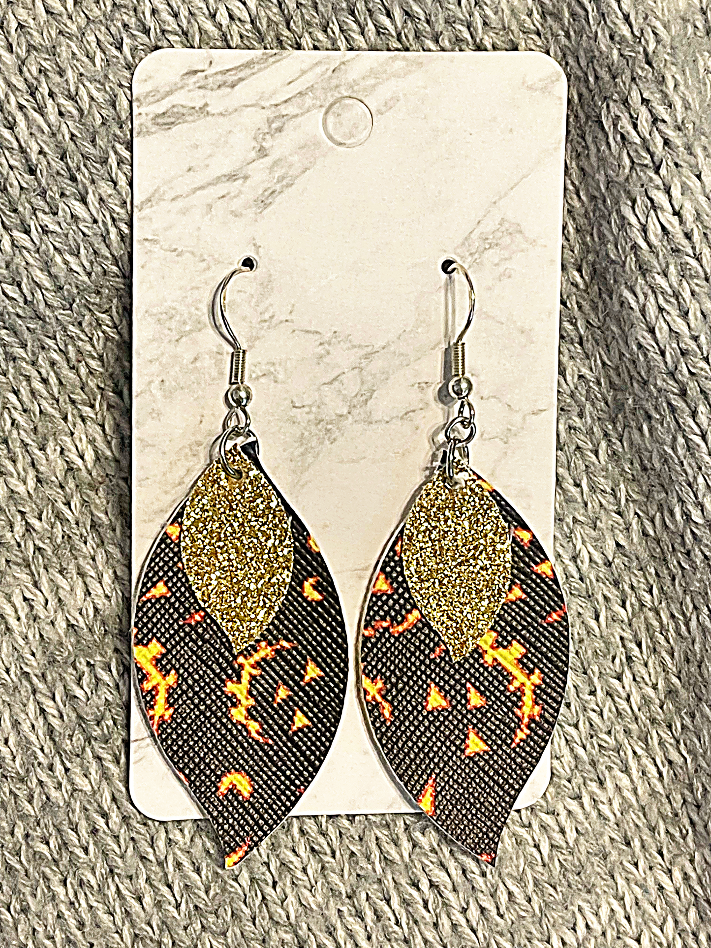 Black Halloween Faux Leather Earrings