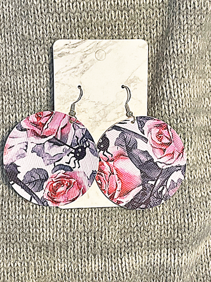 Spiderweb Rose Faux Leather Earrings