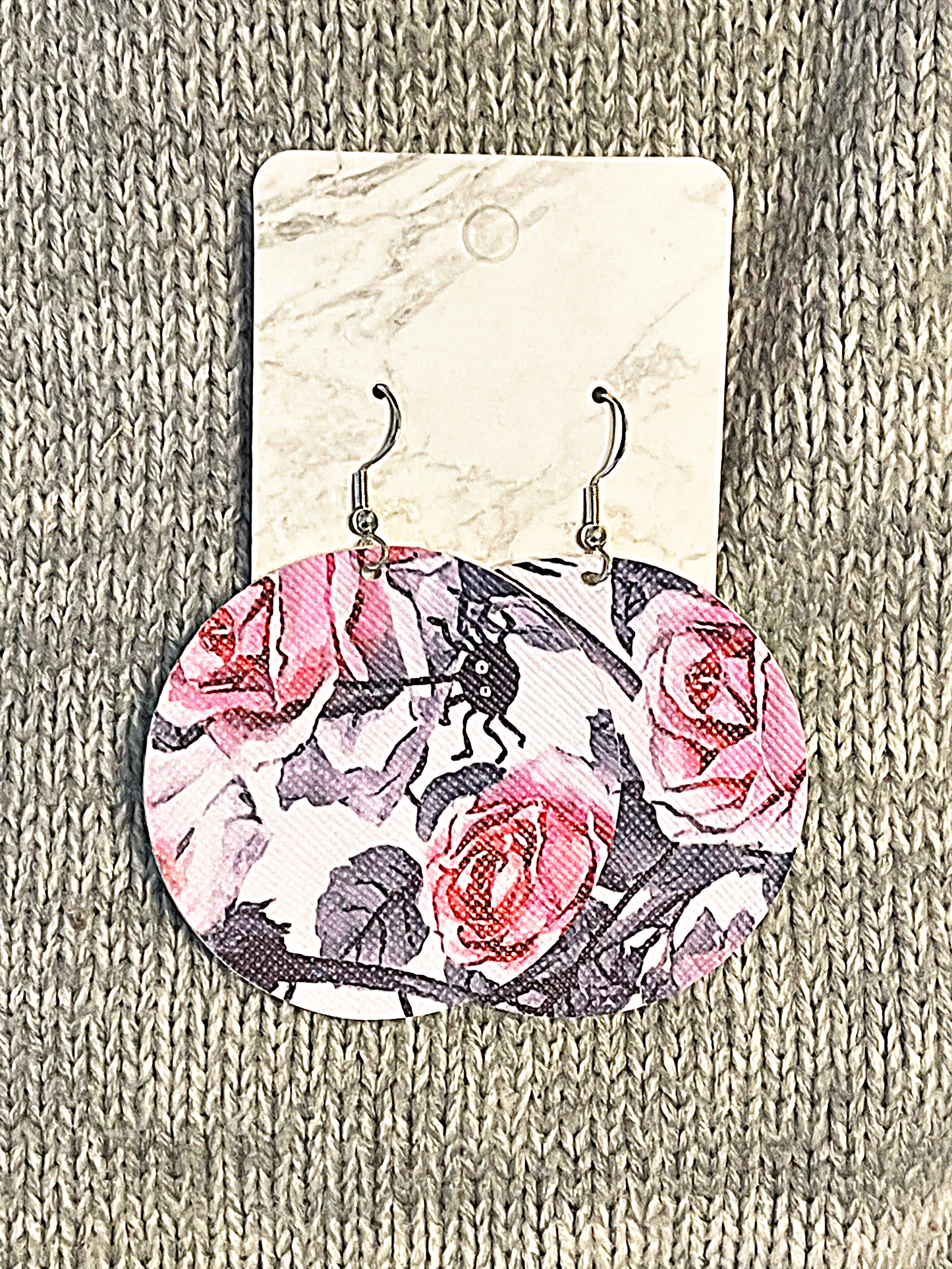 Spiderweb Rose Faux Leather Earrings