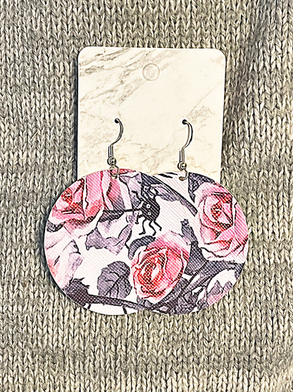 Spiderweb Rose Faux Leather Earrings