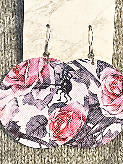 Spiderweb Rose Faux Leather Earrings