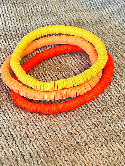 Bright Solid Colored Heishi Stretchy Stacking Bracelets