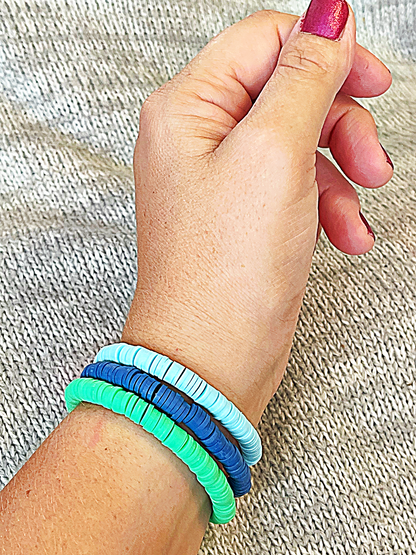 Solid Colored Heishi Stretchy Stacking Bracelets