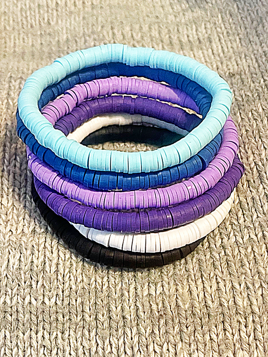 Solid Colored Heishi Stretchy Stacking Bracelets