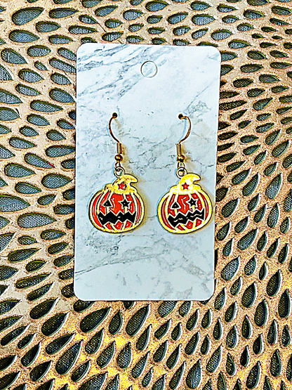 Colorful Pumpkin Beaded Drop Earrings