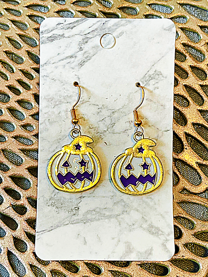 Colorful Pumpkin Beaded Drop Earrings