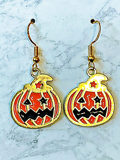 Colorful Pumpkin Beaded Drop Earrings