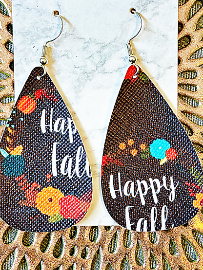 Fall Faux Leather Earrings