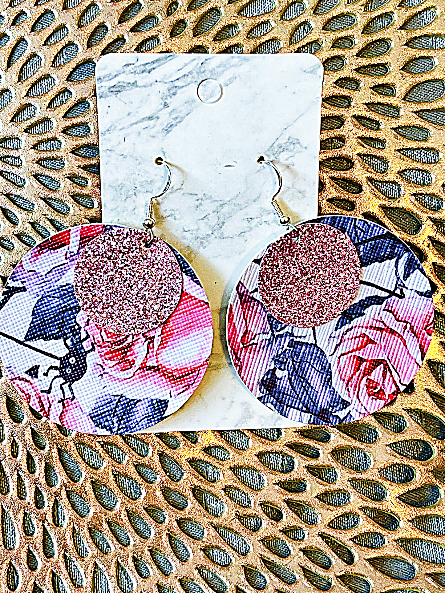 Spiderweb Rose Faux Leather Earrings