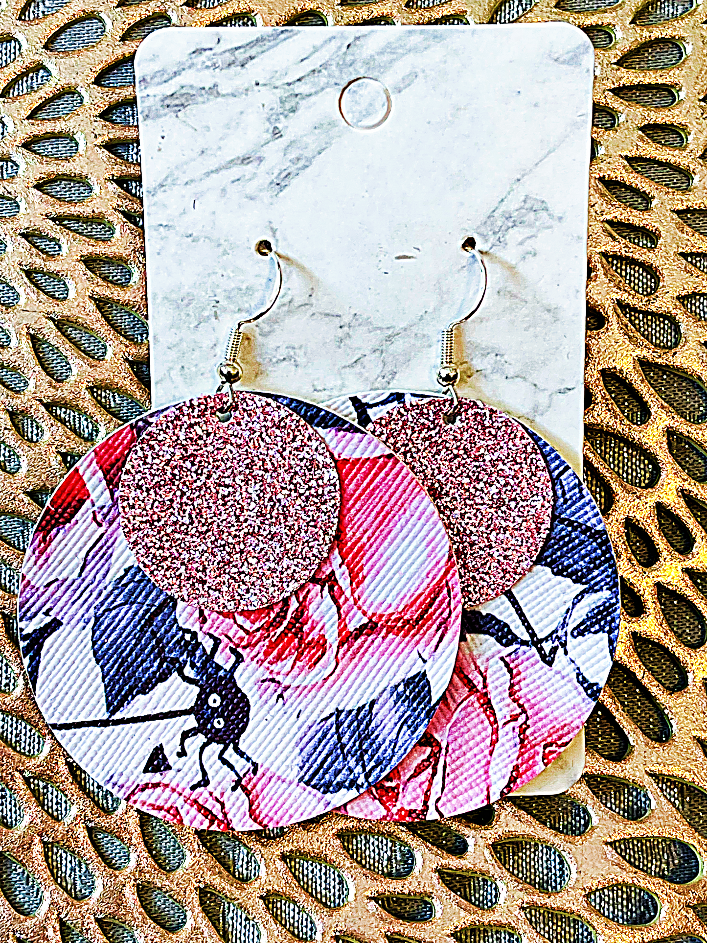 Spiderweb Rose Faux Leather Earrings