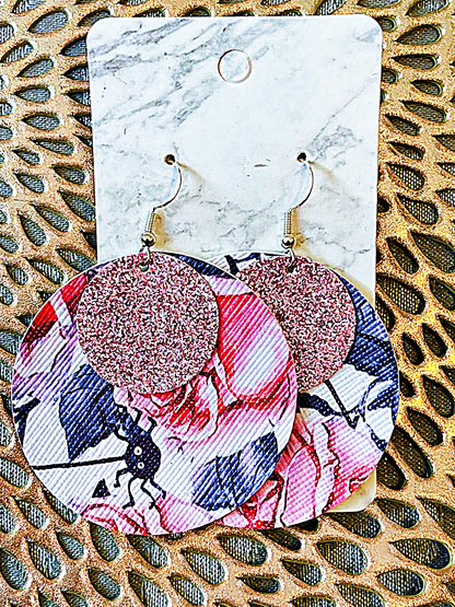 Spiderweb Rose Faux Leather Earrings