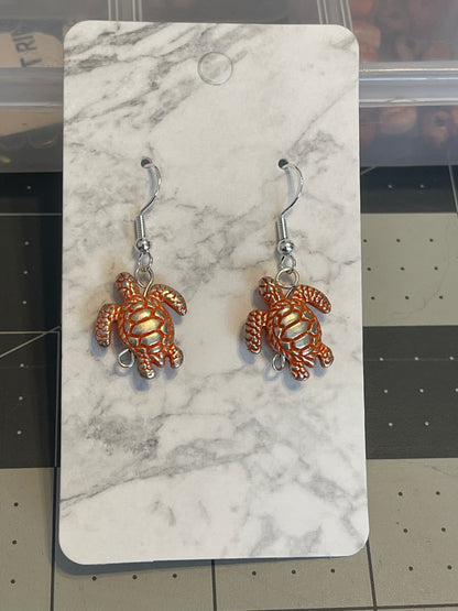 Metal Turtle Sterling Silver Earrings