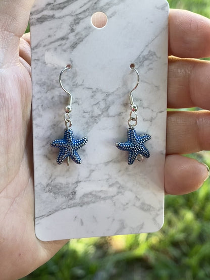 Sterling Silver Metal Starfish Earrings