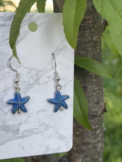 Sterling Silver Metal Starfish Earrings