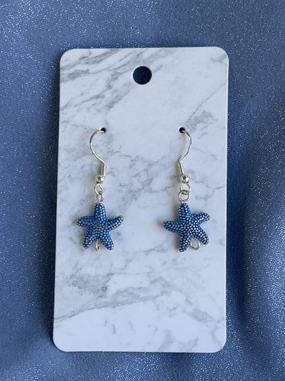 Sterling Silver Metal Starfish Earrings