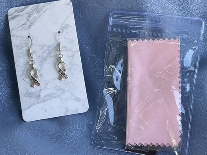 Silver Hope Breast Cancer Earrings