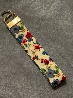 Blue Floral Keychain Wristlet