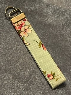 Blue Floral Keychain Wristlet