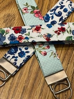 Blue Floral Keychain Wristlet