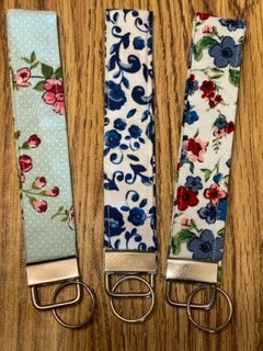 Blue Floral Keychain Wristlet