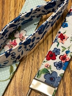 Blue Floral Keychain Wristlet