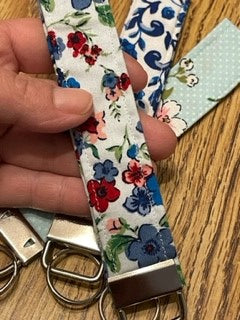 Blue Floral Keychain Wristlet