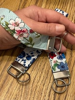 Blue Floral Keychain Wristlet