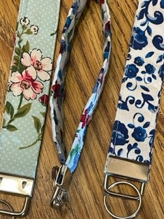 Blue Floral Keychain Wristlet