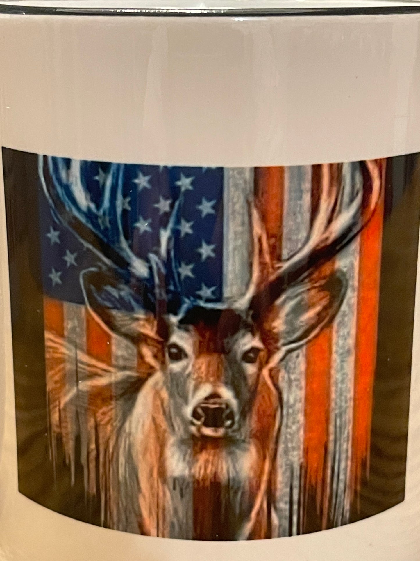 Deer with American Flag 11 oz Coffee Mug