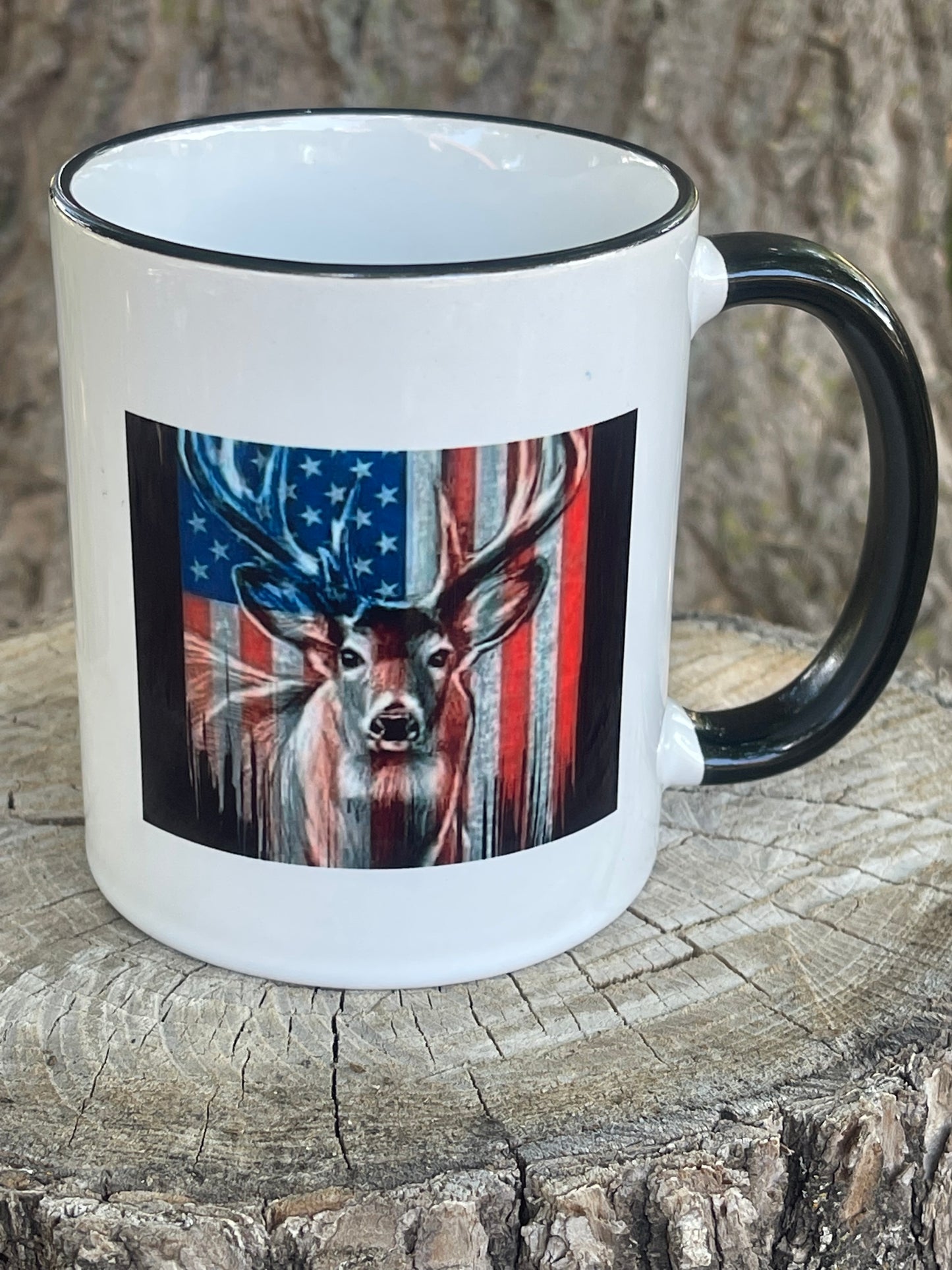 Deer with American Flag 11 oz Coffee Mug