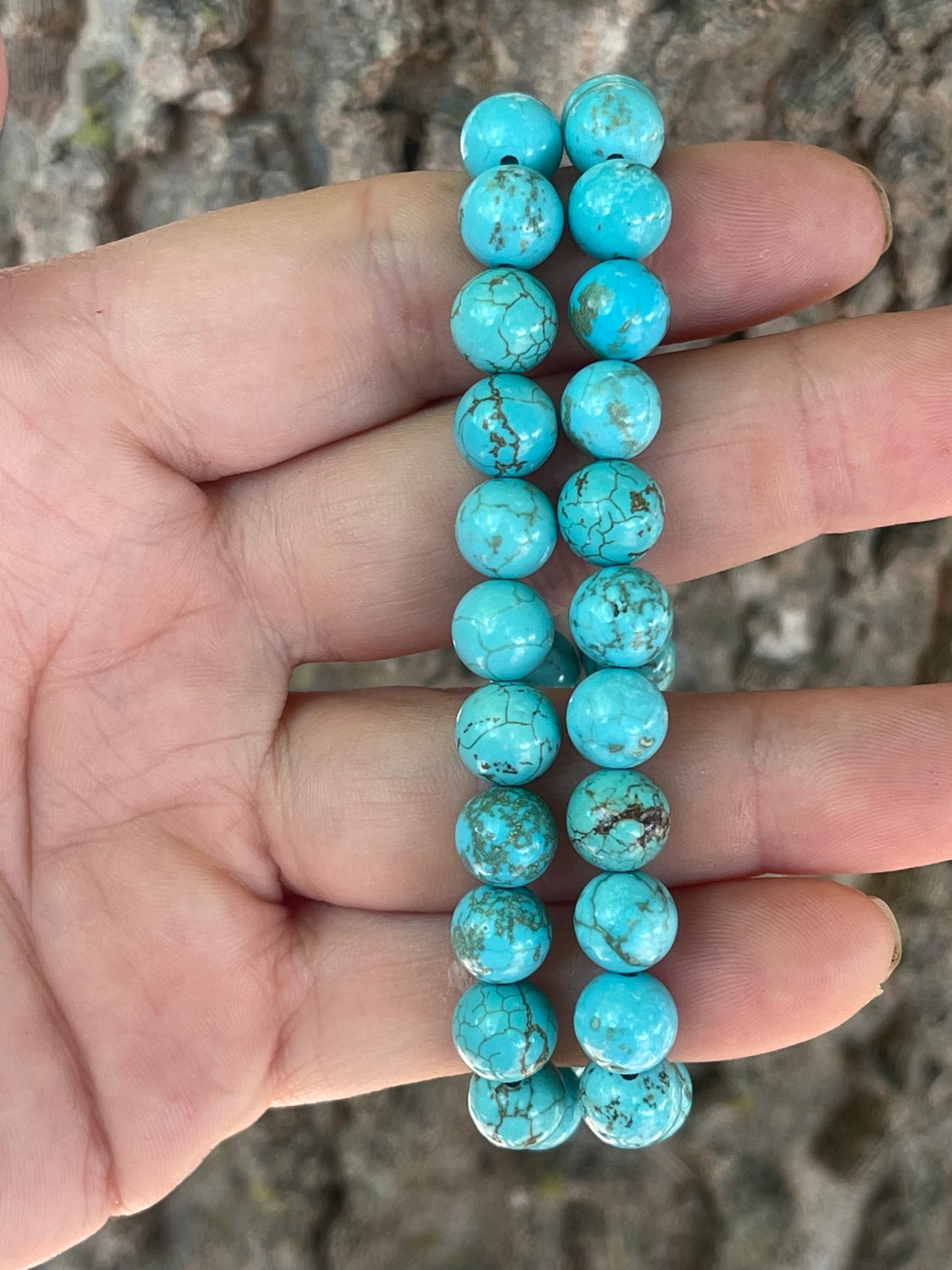 Blue Turquoise **Color enhanced Gemstone Bracelet