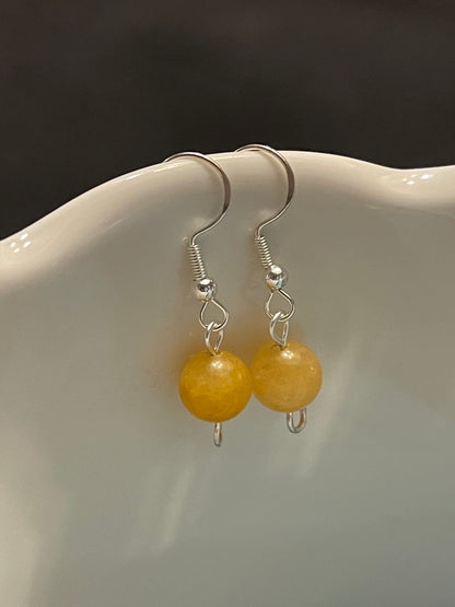 Yellow Jade Gemstone Earrings