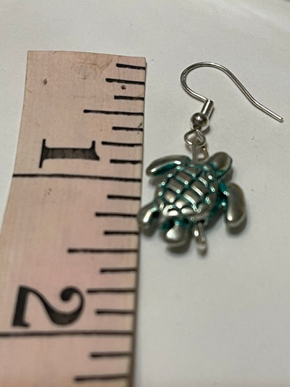 Metal Turtle Sterling Silver Earrings