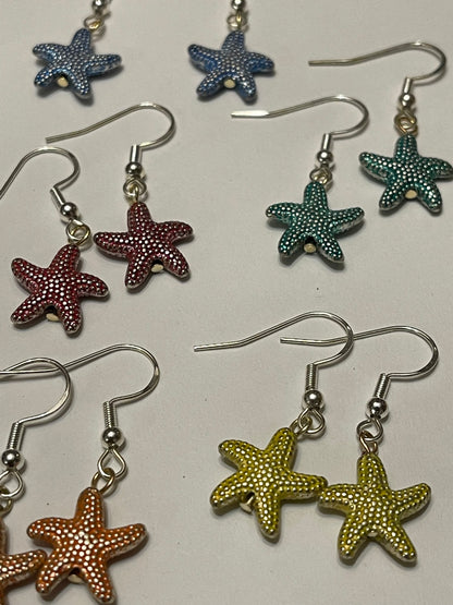 Sterling Silver Metal Starfish Earrings