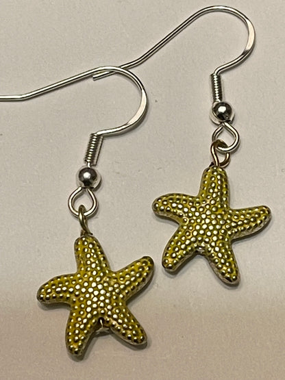 Sterling Silver Metal Starfish Earrings