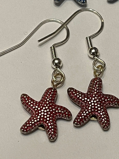 Sterling Silver Metal Starfish Earrings