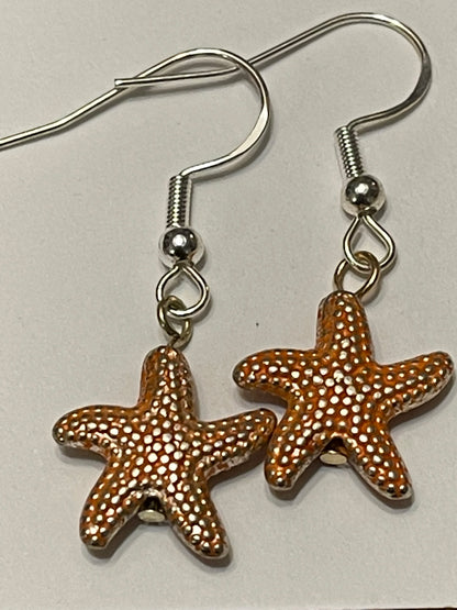 Sterling Silver Metal Starfish Earrings