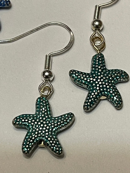 Sterling Silver Metal Starfish Earrings