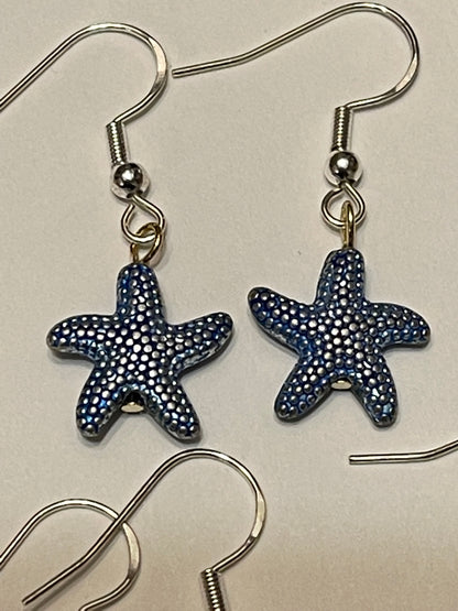 Sterling Silver Metal Starfish Earrings